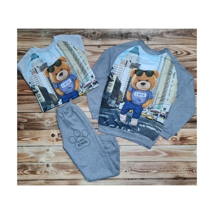 لباس بچگانه بلوز شلوار تمام چاپ خرسی فلامنت