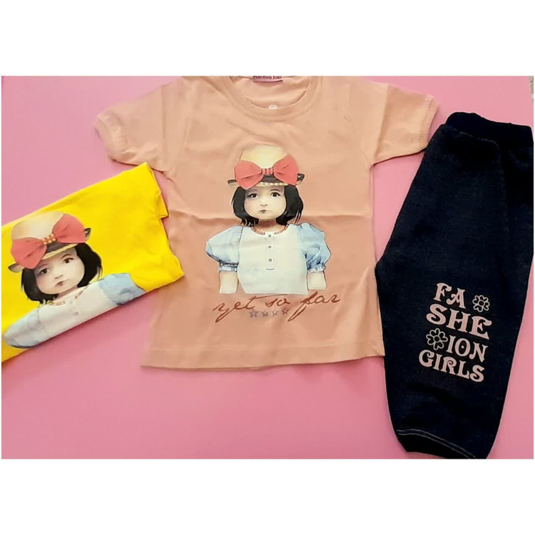 تیشرت شلوارک طرح دختر کلاه دار