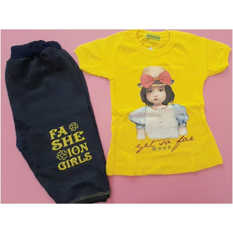 تیشرت شلوارک طرح دختر کلاه دار