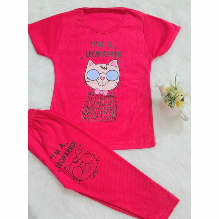 لباس بچگانه تیشرت شلوارک طرح گربه ی عینکی