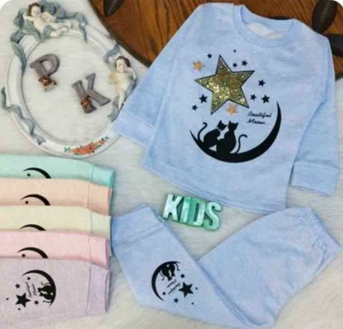 لباس کودک ست بلوز شلوار دخترانه starسایز35و40جنس نخ پنبه ملانژ با کیفیت درریزه میزه با ارسال رایگان