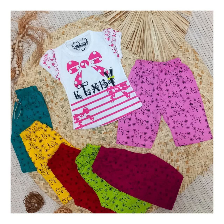 تیشرت شلوارک دخترانه طرح پاپیونی در لباس بچگانه و کودک سایز35و40 باکیفیت عالی