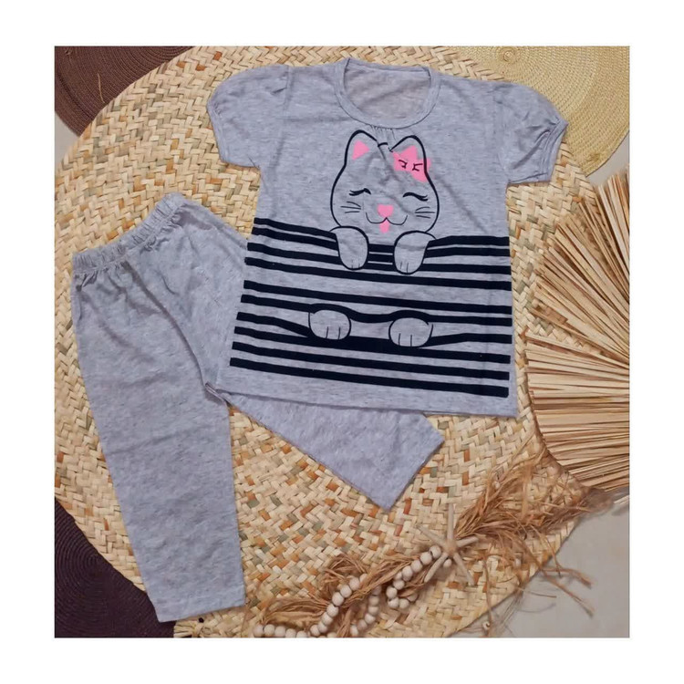 لباس بچگانه تیشرت شلوارک طرح گربه cat