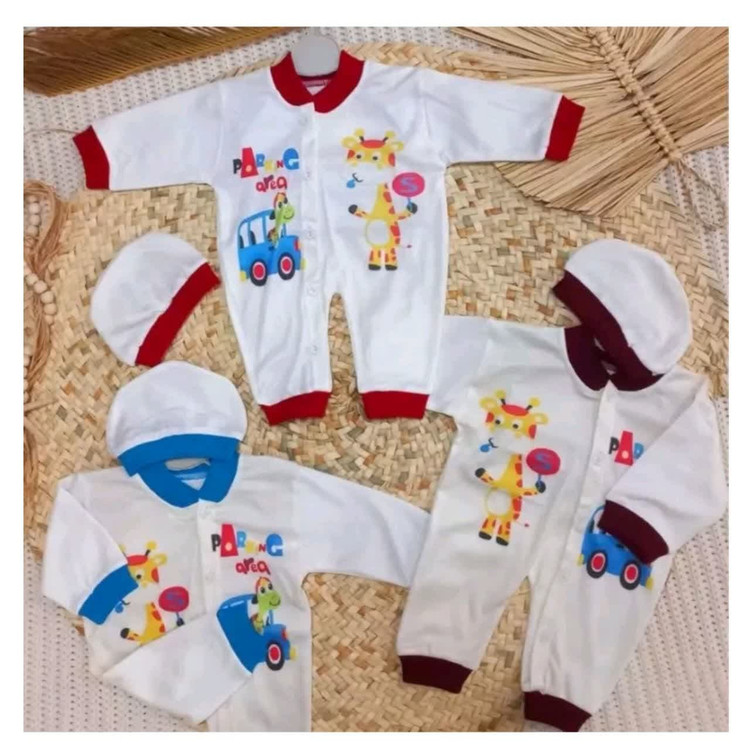 سرهمی نوزادی جنس نخ پنبه طرح زرافه