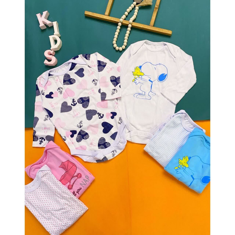 زیر دکمه نوزادی آستین کوتاه جنس پنبه درجه یک