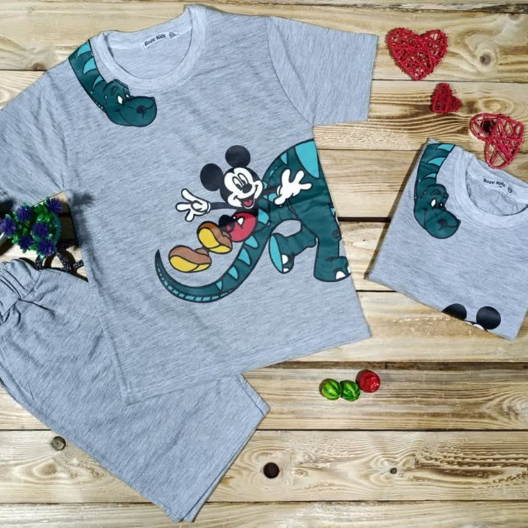 لباس کودک بلوز شلوار مدل میکی ودایناسور miki