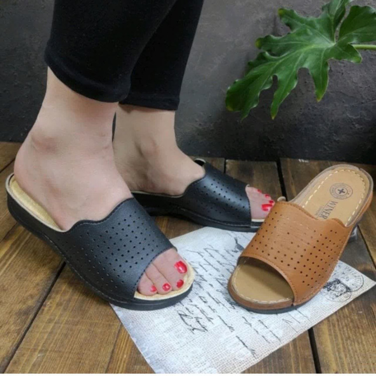 دمپایی طبی زنانه رویه چرم خارجی فوق العاده سبک