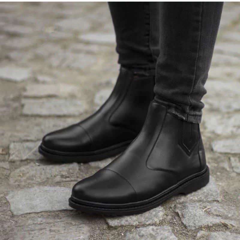 نیم بوت مردانه  زیپی چرم pam  شیک، دوردوخت مدل ZZ