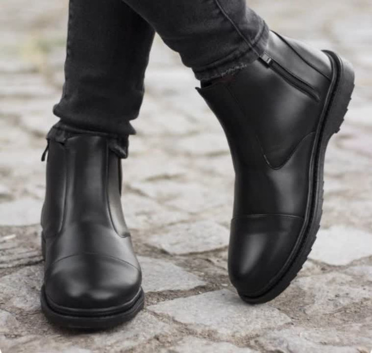 نیم بوت مردانه زیپی چرم pam شیک، دوردوخت مدل ZZ