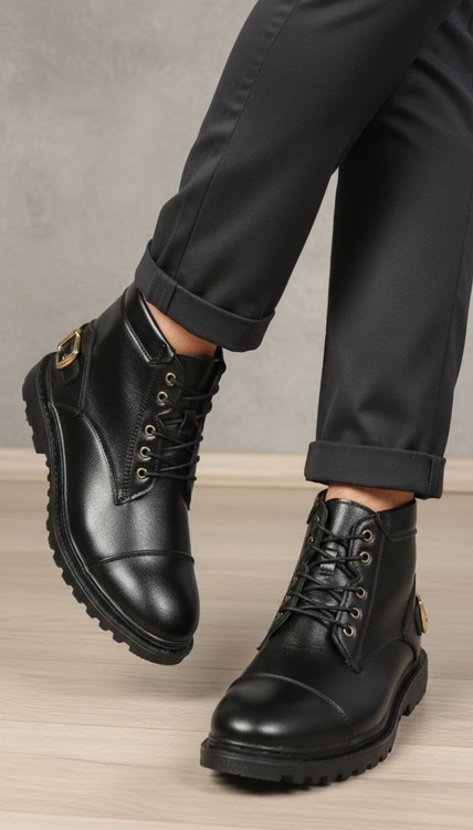 نیم بوت مردانه چرم خارجی درجه 1 مدل ksh21: شیک، دوردوخت و با دوام - pam