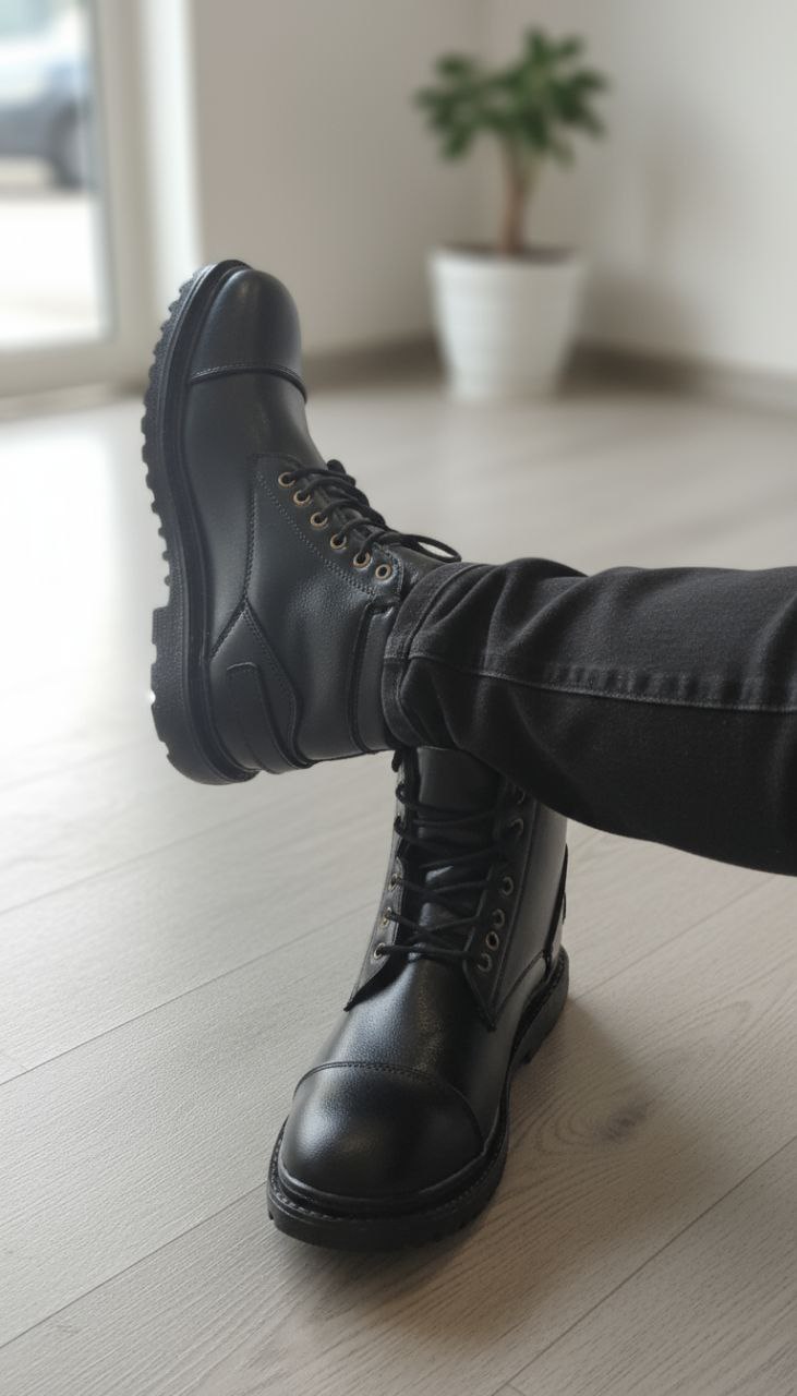 نیم بوت مردانه چرم خارجی درجه 1 مدل ksh21: شیک، دوردوخت و با دوام - pam