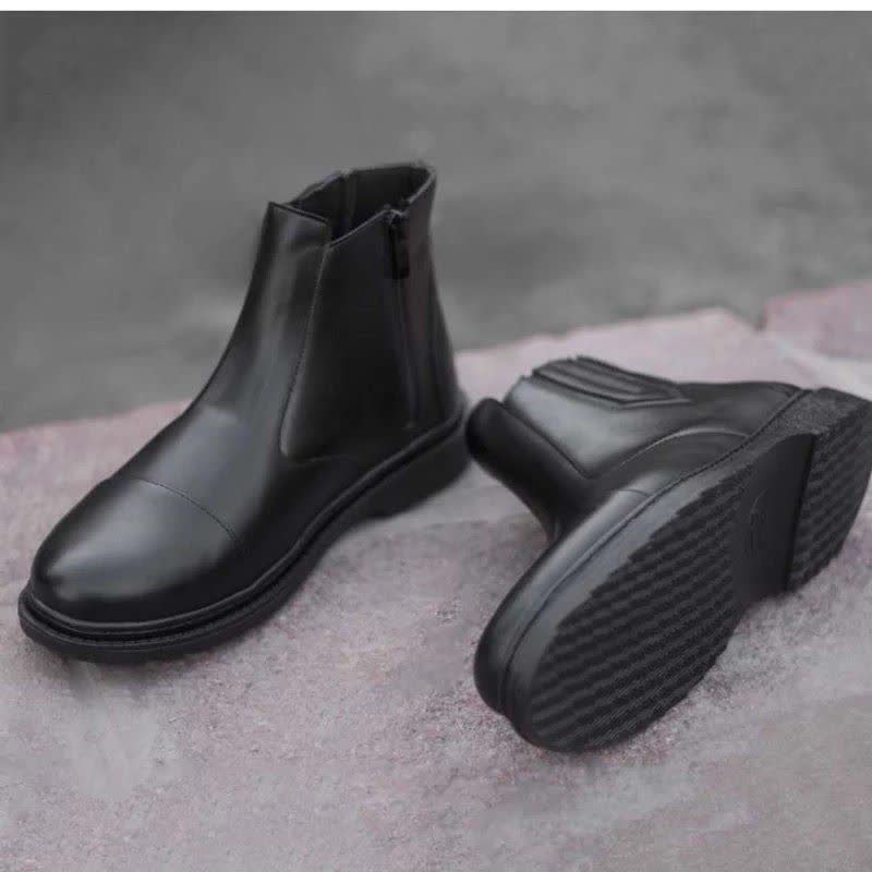 نیم بوت مردانه  زیپی چرم pam  شیک، دوردوخت مدل سبلان