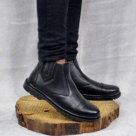 نیم بوت مردانه زیپی چرم pam شیک، دوردوخت مدل سبلان