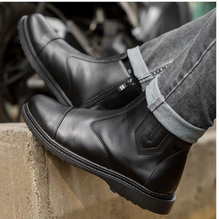 نیم بوت مردانه زیپی چرم pam شیک، دوردوخت مدل سبلان