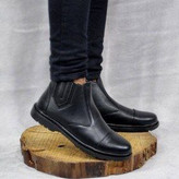 نیم بوت مردانه زیپی چرم pamshop شیک، دوردوخت مدل سبلان