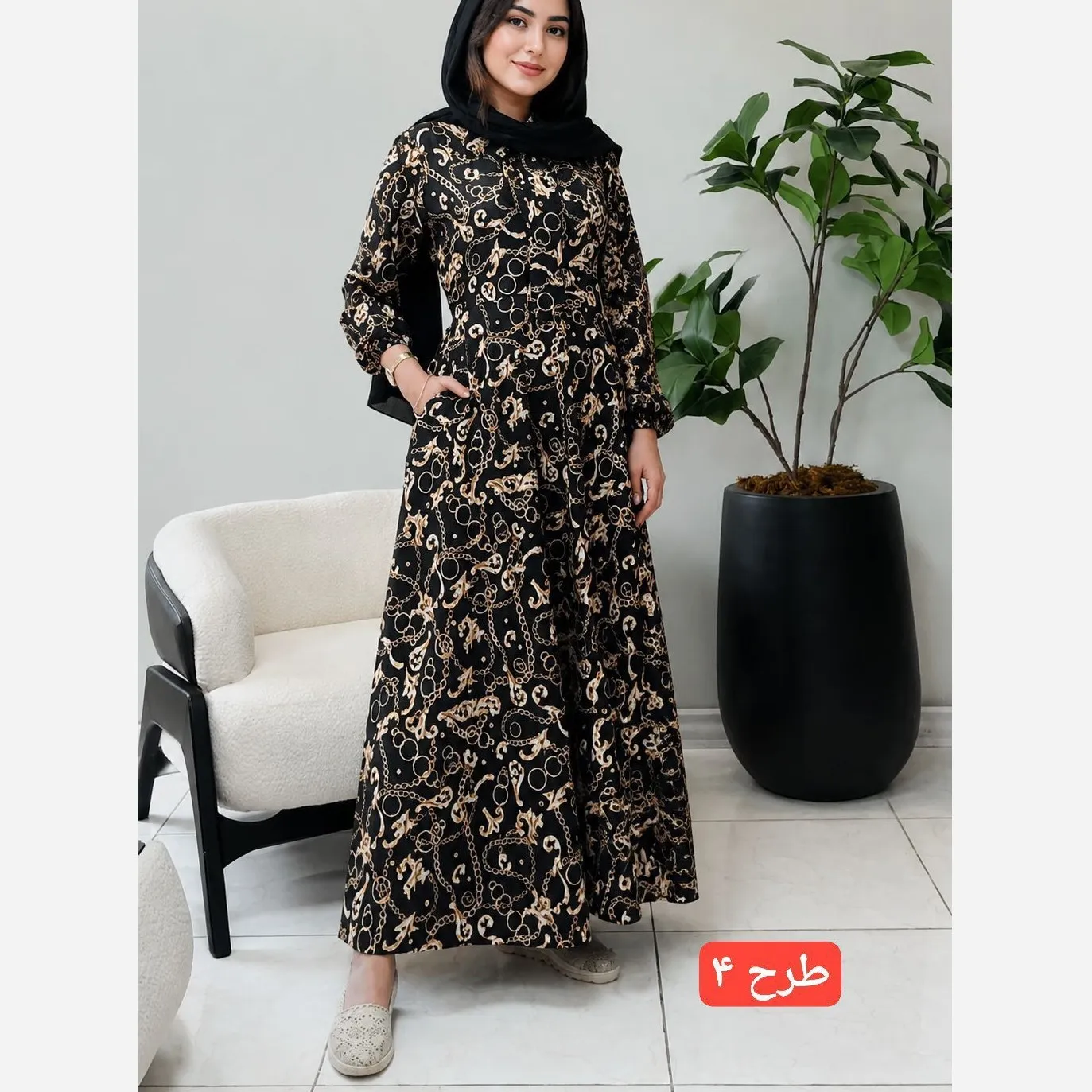 پیراهن زنانه بلند مانتویی مدل صفورا جنس سوپرسافت مناسب بارداری و شیردهی