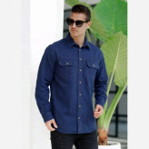 پیراهن کتان مردانه مدل یاشیل رنگ سرمهای
