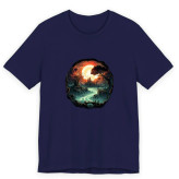 تیشرت آستین کوتاه مردانه یقه گرد نخی مدل نقاشی درخت خورشید کد 151