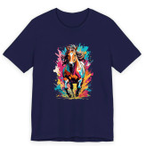 تیشرت آستین کوتاه مردانه یقه گرد طرح حیوانات اسب مدل کلاسیک جنس نخی