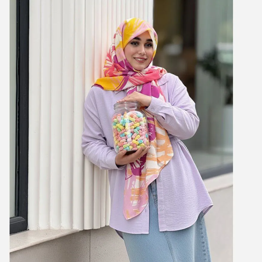 روسری نخ کاستوم طرح روشا سایز بزرگ چرخ دوز