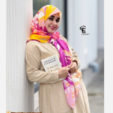 روسری نخ کاستوم طرح روشا سایز بزرگ چرخ دوز
