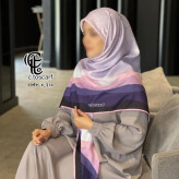 روسری نخ کاستوم طرح یاس قواره بزرگ 140 سانتیمتر چرخ دوز
