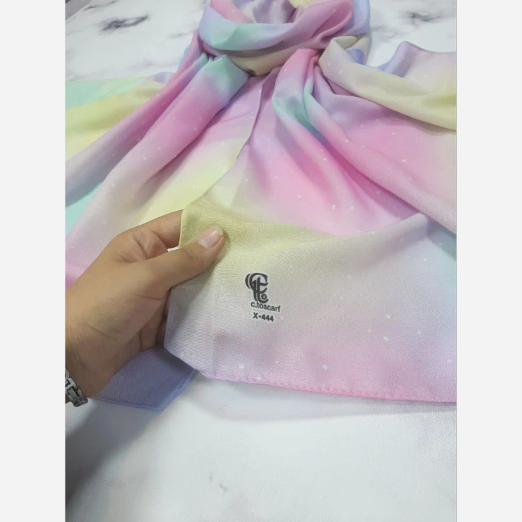 شال نخ کاستوم طرح نورا رویای پاستلی 70x200 سانتی متر
