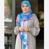 روسری نخ کاستوم طرح درنا سایز 140 صورتی چرخ دوز سیتو