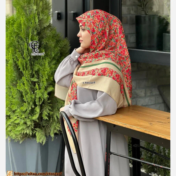 روسری نخ کاستوم طرح گلی سایز 140