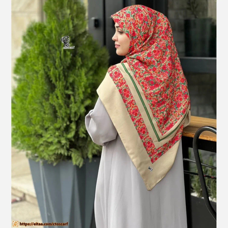 روسری نخ کاستوم طرح گلی سایز 140