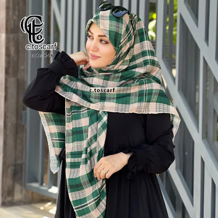 روسری نخی کاستوم طرح آسنات قواره 140 دور چرخ دوز مزونی سی تو