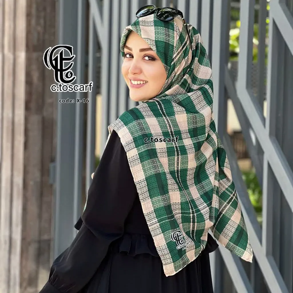 روسری نخی کاستوم طرح آسنات قواره 140 دور چرخ دوز مزونی سی تو