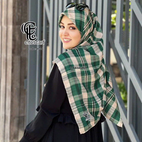 روسری نخی کاستوم طرح آسنات قواره 140 دور چرخ دوز مزونی سی تو
