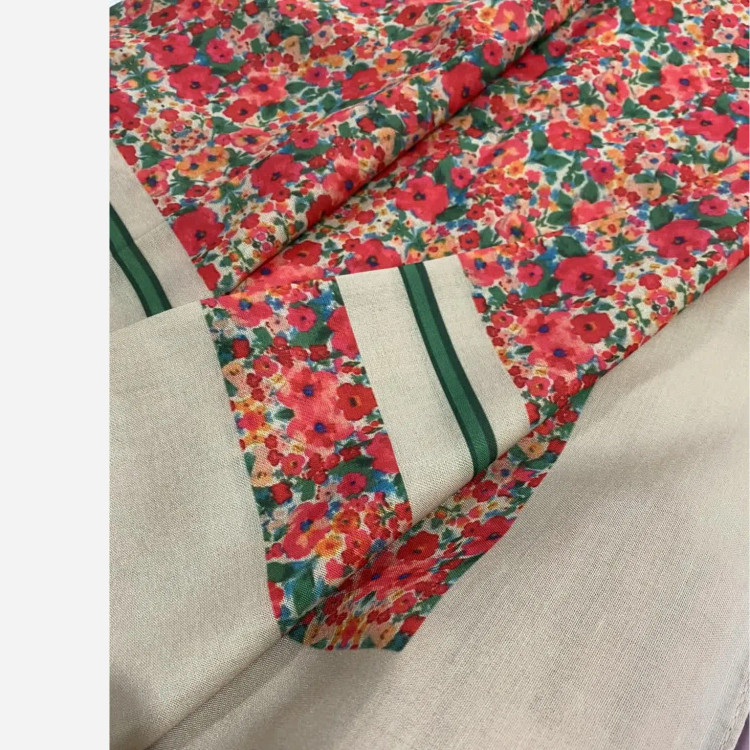 روسری نخ کاستوم طرح گلی سایز 140