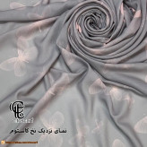 روسری نخ کاستوم مجلسی طرح مشکات پروانه گل رز قواره بزرگ 140 سانتیمتر