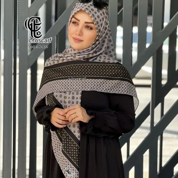 روسری نخ کاستوم طرح خال خال اکلیلی قواره بزرگ 140 سانتیمتر
