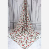 روسری نخ کاستوم طرح چیچک گل سرخ طوسی قواره بزرگ 140 سانتیمتر