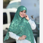 روسری مجلسی طرح سپید قواره 140 نخ کاستوم دور چرخ دوز بدون لیز خوردگی