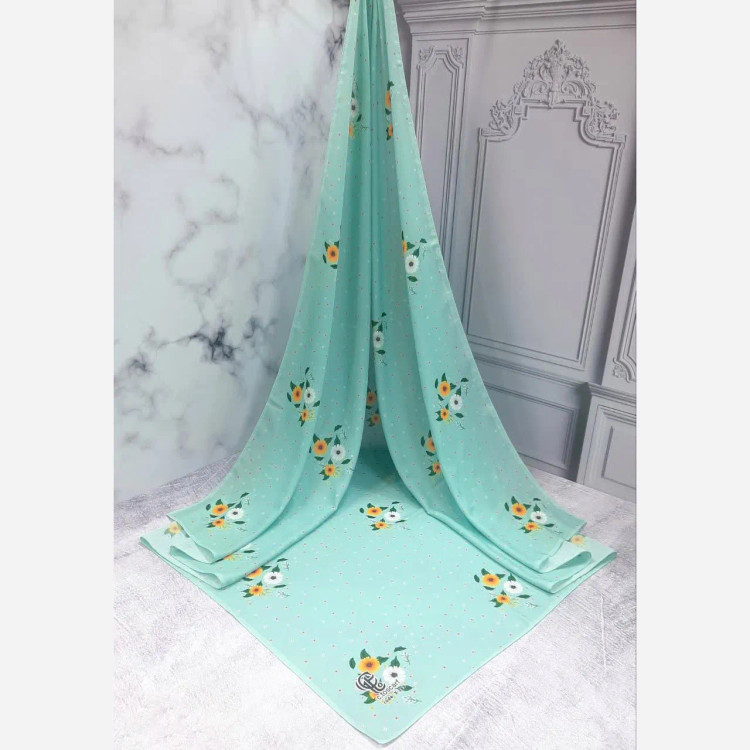 روسری مجلسی طرح پونه تیره نخ کاستوم قواره بزرگ زنانه 140x140