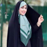 روسری نخی کاستوم طرح کاملیا قواره 110 کرم قهوه ای سبز