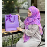 روسری نخی کاستوم طرح دلناز سایز 140 آبی چرخ دوز