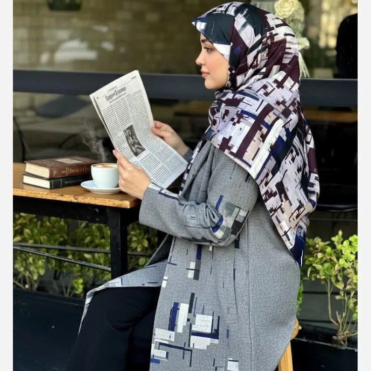 روسری نخ طرح شایلی هندسی کاربردی