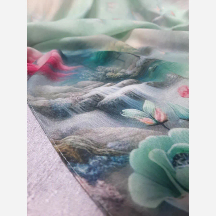 روسری نخی کاستوم طرح برکه سایز 140 چرخ دوز