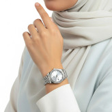 ساعت مچی زنانه الکس مارتین دور نگین استیل صفحه سفید با موتور میوتا ژاپن