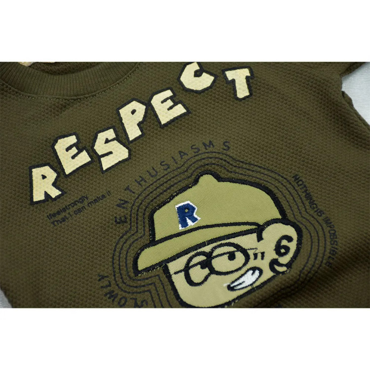 ست تیشرت و شلوارک پسرانه طرح RESPECT با تیشرت پنبه بیسکویتی و شلوارک کتان