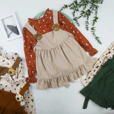 ست بلوز و سارافون دخترانه مخمل کبریتی طرح خرسی