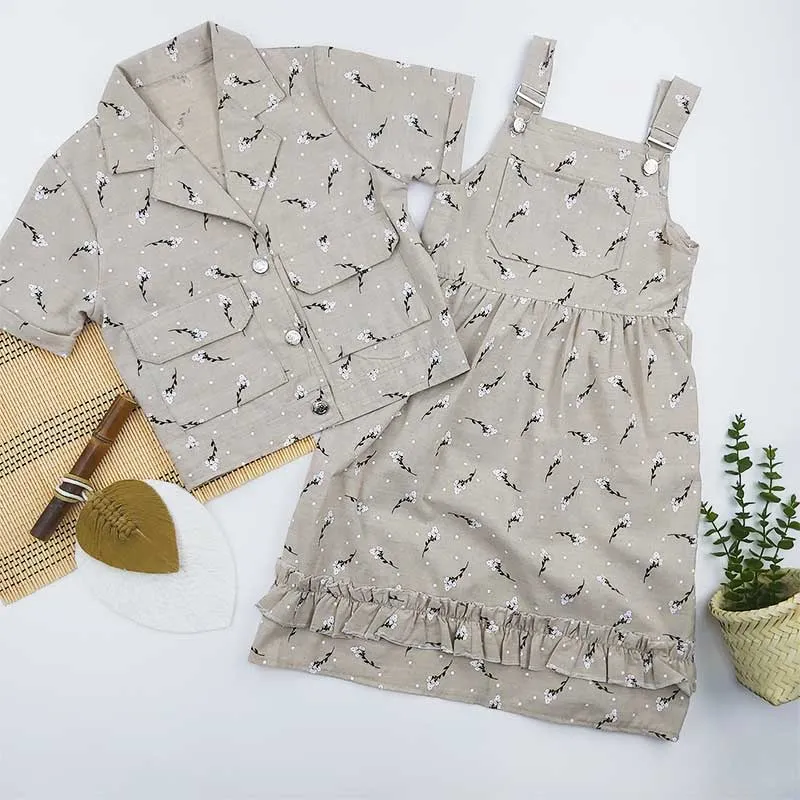 ست کت و سارافون دخترانه لنین طرح دار کد 10215