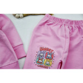 بلوز شلوار دخترانه پنبهای طرحدار یقه گرد مناسب پاییز و زمستان