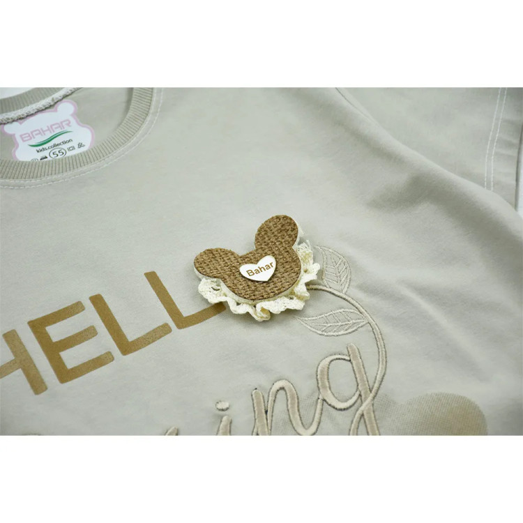 ست تیشرت و شلوار بگ دخترانه طرح hello میکی کد 11337