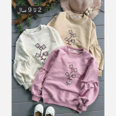 بلوز دورس دخترانه گلدوزی شده طرح چهارگل مناسب 2 تا 9 سال